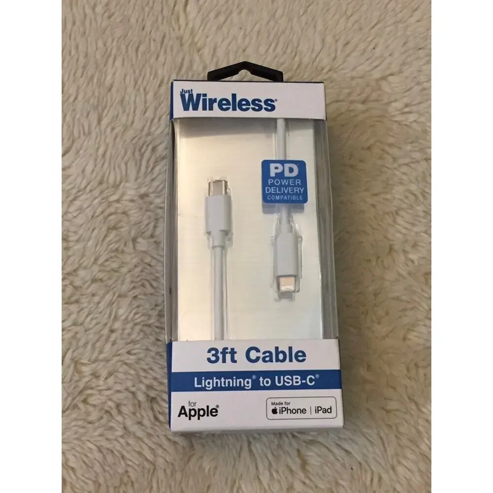 Just Wireless 3ft TPU Lightning to USB-C PD Cable - White